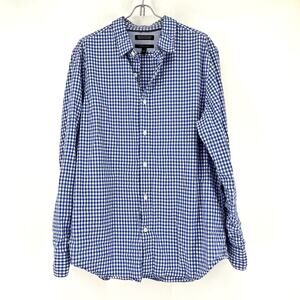 Banana Republic Mens custom 078 wash blue check button up‎ collared shirt (L)